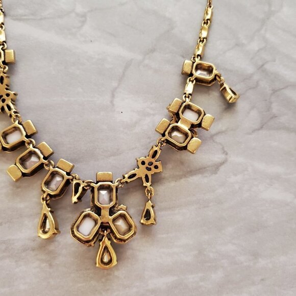 ✨ NEW J.Crew Rhinestones Crystals Mercury Glass Anitqed Statement Necklace ✨ - Picture 13 of 16